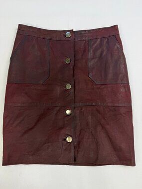 Coster Copenhagen Lamb Leather Mini Skirt Women Small Burgundy 164-4405 Skirt